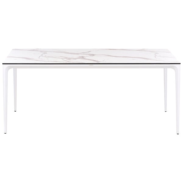 BELIANI - Table de salle à manger de jardin SOVARETO 180 cm 90 cm Effet marbre Marbre blanc - large