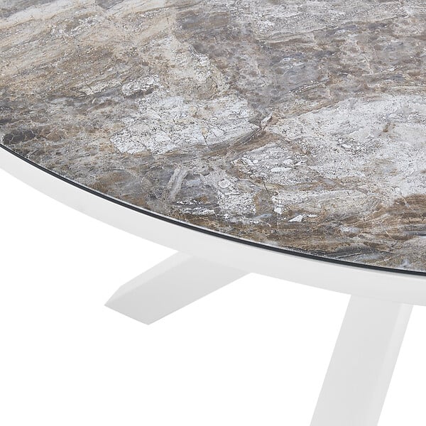 BELIANI - Table de salle à manger de jardin MALETTO 120 cm 120 cm Verre Gris foncé - large