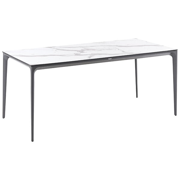 BELIANI - Table de salle à manger de jardin SOVARETO 180 cm 90 cm Effet marbre Marbre blanc - large