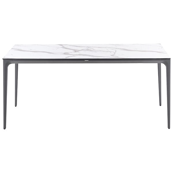 BELIANI - Table de salle à manger de jardin SOVARETO 180 cm 90 cm Effet marbre Marbre blanc - large