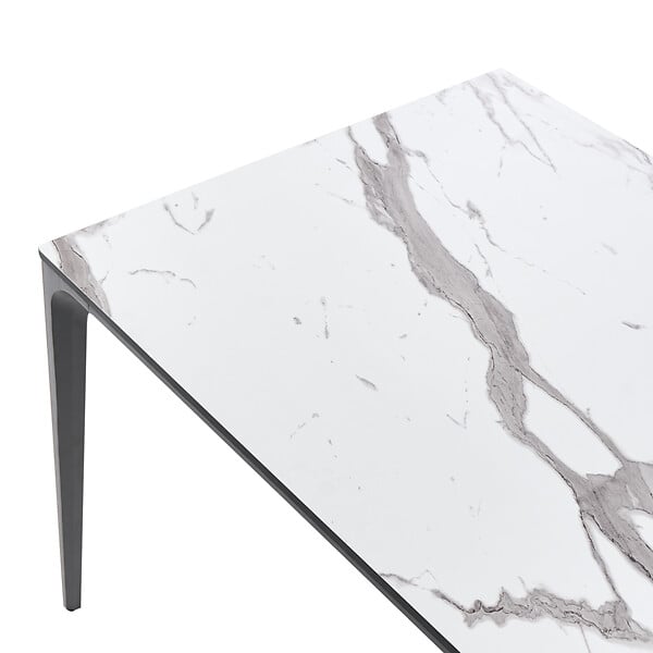 BELIANI - Table de salle à manger de jardin SOVARETO 180 cm 90 cm Effet marbre Marbre blanc - large
