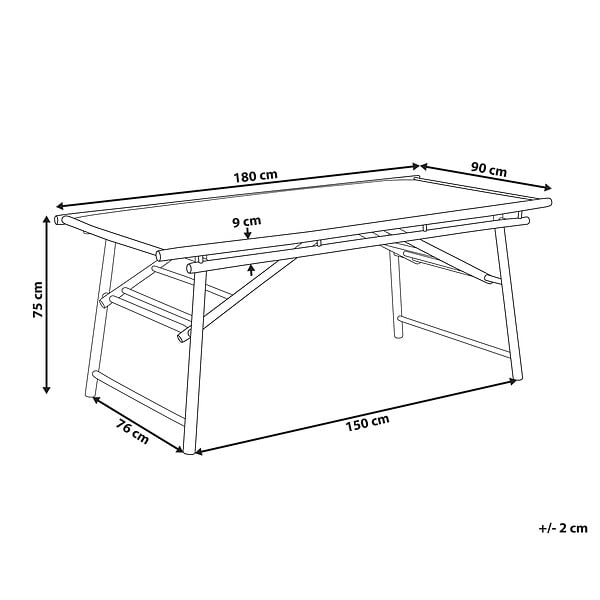 BELIANI - Table de salle à manger de jardin TINDARI 180 cm 90 cm Bambou Marron clair - large