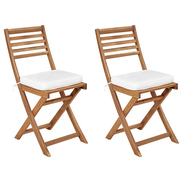BELIANI - Lot de 2 coussins pour chaises de jardin FIJI 29 x 38 cm Blanc cassé - large