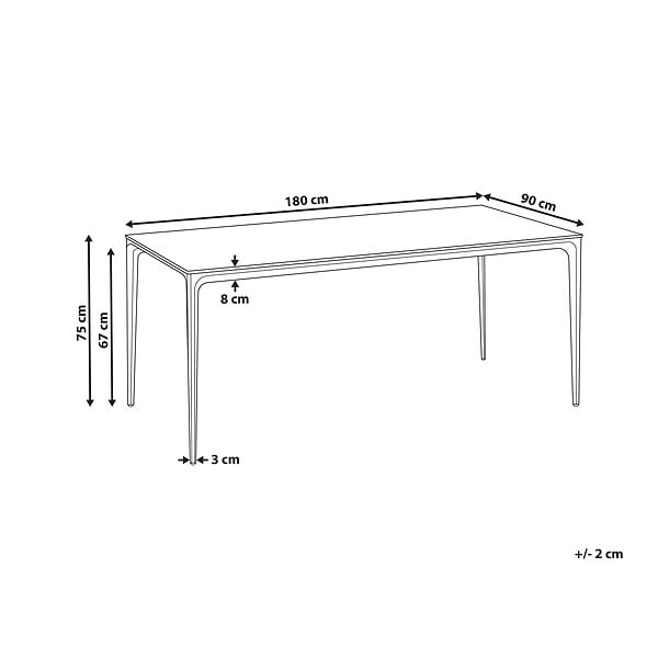 BELIANI - Table de salle à manger de jardin SOVARETO 180 cm 90 cm Effet marbre Marbre noir - large