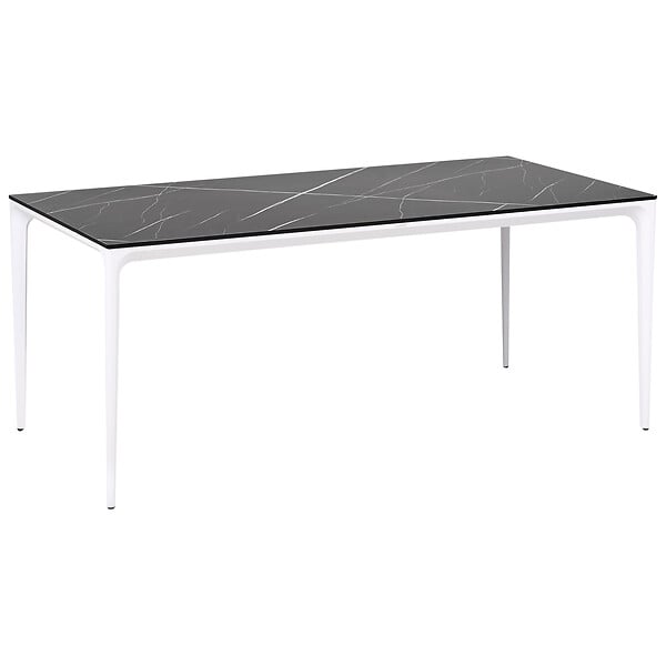 BELIANI - Table de salle à manger de jardin SOVARETO 180 cm 90 cm Effet marbre Marbre noir - large