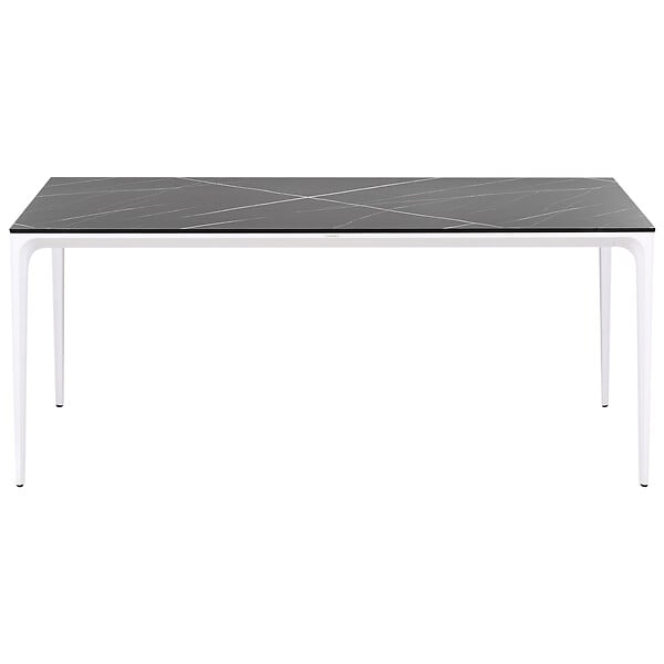 BELIANI - Table de salle à manger de jardin SOVARETO 180 cm 90 cm Effet marbre Marbre noir - large