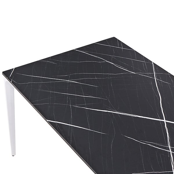 BELIANI - Table de salle à manger de jardin SOVARETO 180 cm 90 cm Effet marbre Marbre noir - large