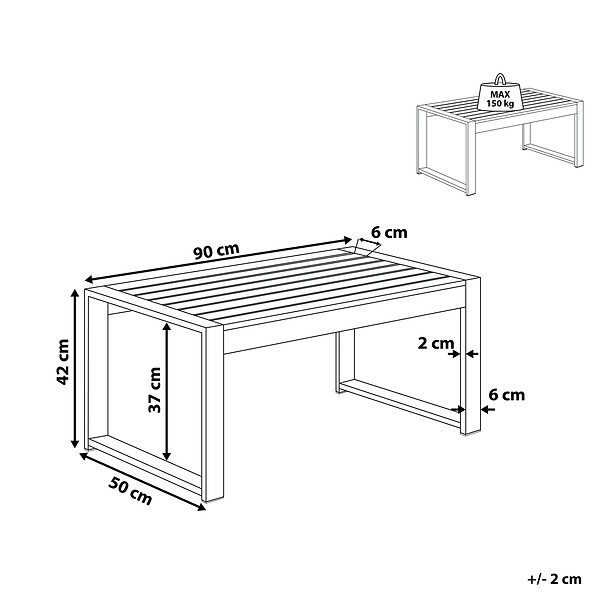 BELIANI - Table basse de jardin SALERNO Métal Gris clair - large