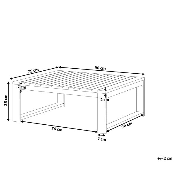 BELIANI - Table basse de jardin TIMOR 90 cm 75 cm Acacia Rouge foncé - large