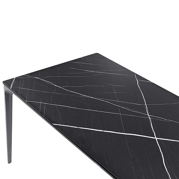 BELIANI - Table de salle à manger de jardin SOVARETO 180 cm 90 cm Effet marbre Marbre noir - large