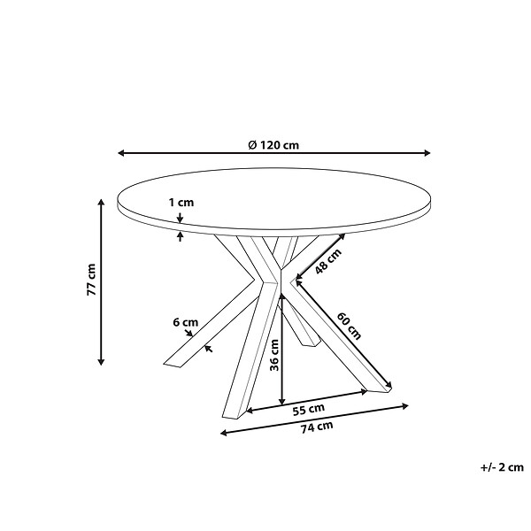 BELIANI - Table de salle à manger de jardin MALETTO 120 cm 120 cm Verre Argenté - large