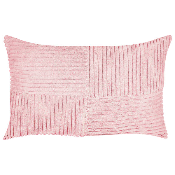 BELIANI - Lot de 2 coussins décoratifs MILLET Velours côtelé 30 x 50 cm Rose Motif géométrique - large