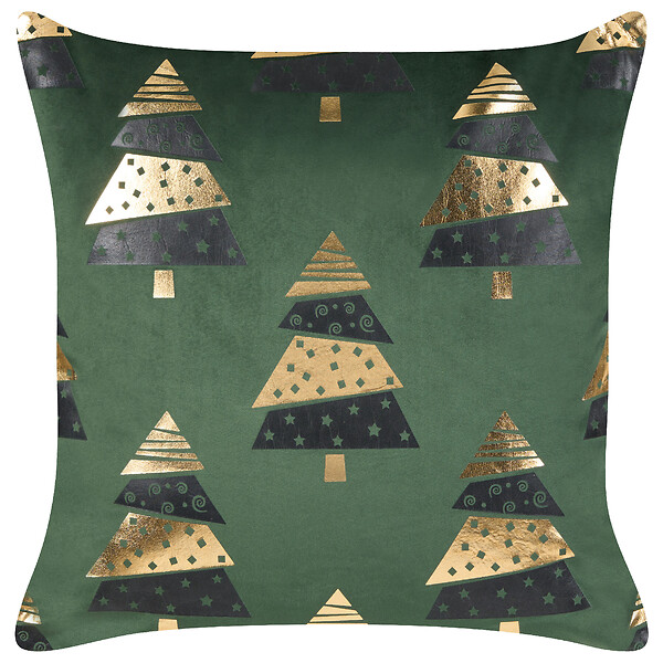 BELIANI - Lot de 2 coussins décoratifs GOLDSPRUCE Velours 45 x 45 cm Vert Motif de Noël - large
