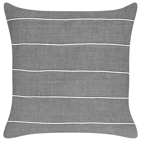 BELIANI - Lot de 2 coussins décoratifs MILAS Lin 50 x 50 cm Gris À rayure - large