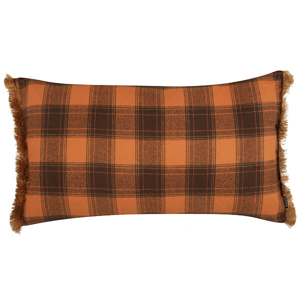 BELIANI - Lot de 2 coussins décoratifs BARJA 40 x 70 cm Orange À carreaux - large