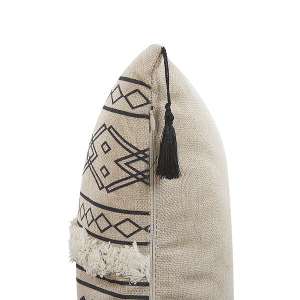 BELIANI - Lot de 2 coussins décoratifs PULMONARIA 30 x 50 cm Beige Motif géométrique - large