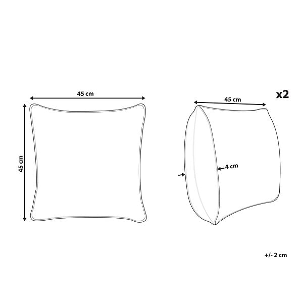 BELIANI - Lot de 2 coussins décoratifs TRACHELIUM 45 x 45 cm Vert Motif de plante - large