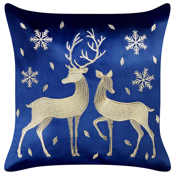 BELIANI - Lot de 2 coussins décoratifs MERINGUE Velours 45 x 45 cm Bleu foncé Motif de Noël - large