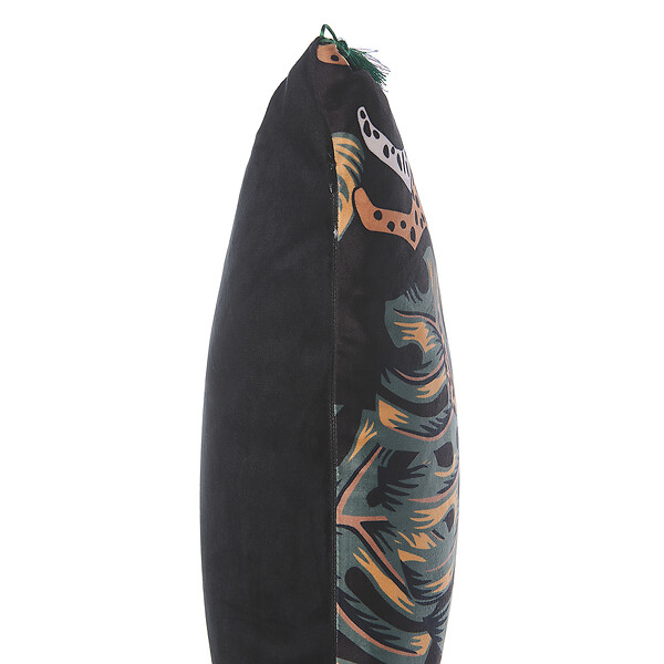 BELIANI - Lot de 2 coussins décoratifs KUHI Velours 45 x 45 cm Noir Motif animal - large