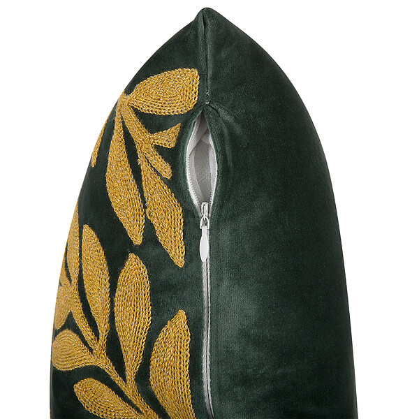 BELIANI - Lot de 2 coussins décoratifs MISTLETOE Velours 45 x 45 cm Vert Doré Motif de plante - large