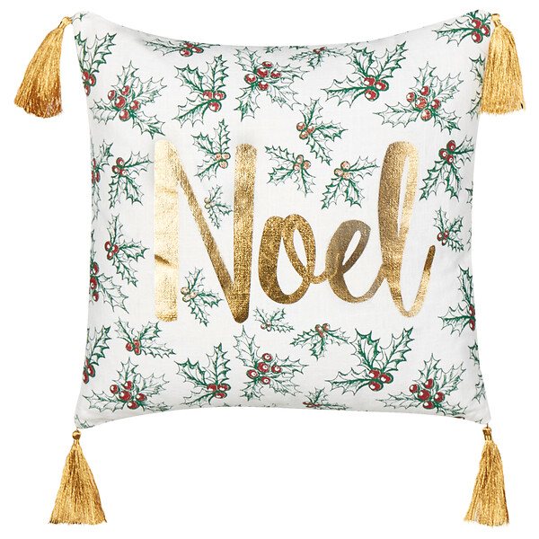 BELIANI - Lot de 2 coussins décoratifs ZAMIA Coton 45 x 45 cm Blanc Motif de Noël - large