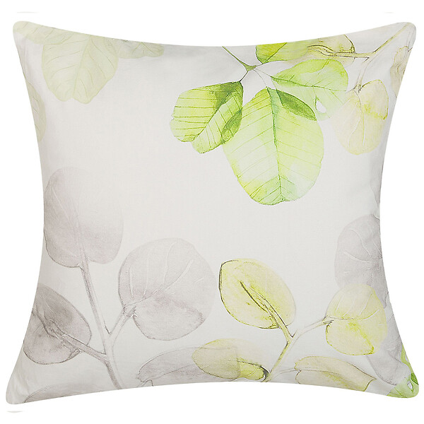 BELIANI - Lot de 2 coussins décoratifs PEPEROMIA Coton 45 x 45 cm Blanc Motif de plante - large