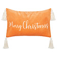 BELIANI - Lot de 2 coussins décoratifs LITHOPS Velours 30 x 50 cm Orange Motif de Noël - vignette