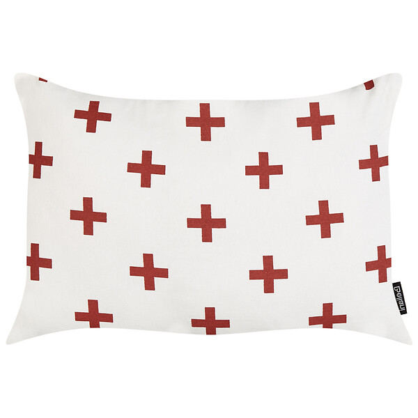 BELIANI - Lot de 2 coussins décoratifs VELLEIA Coton 50 x 35 cm Blanc Motif géométrique - large