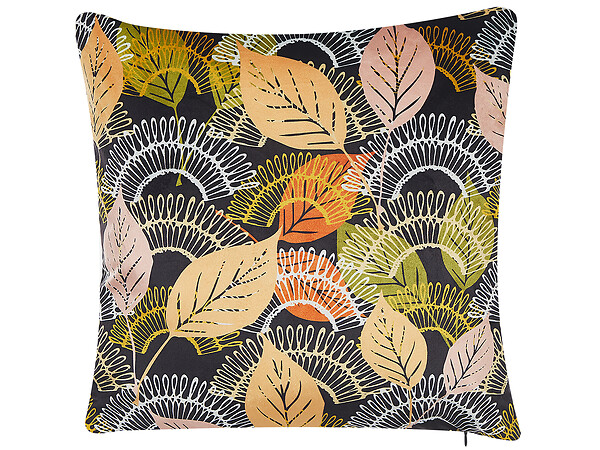 BELIANI - Lot de 2 coussins décoratifs LAGURUS Velours 45 x 45 cm Multicolore Motif de plante - large