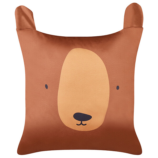 BELIANI - Lot de 2 coussins décoratifs TEDDYBEAR Coton 45 x 45 cm Marron - large