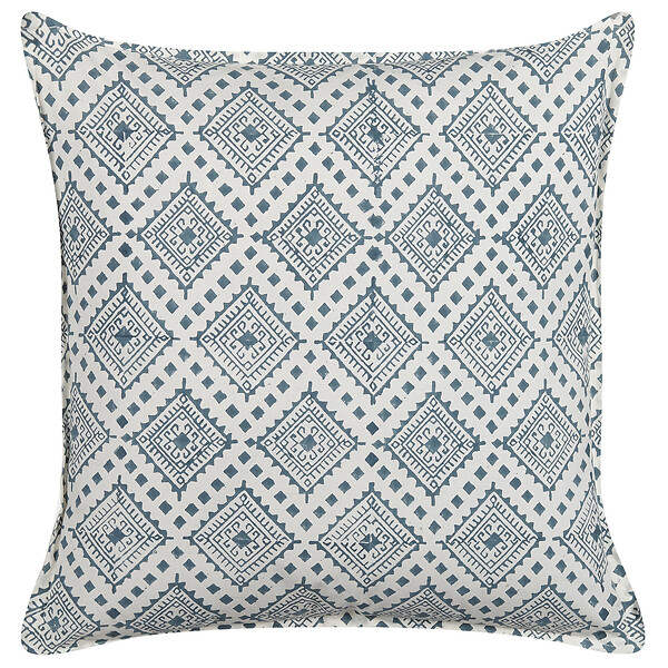 BELIANI - Lot de 2 coussins décoratifs CORDATA Coton 45 x 45 cm Bleu Motif oriental - large