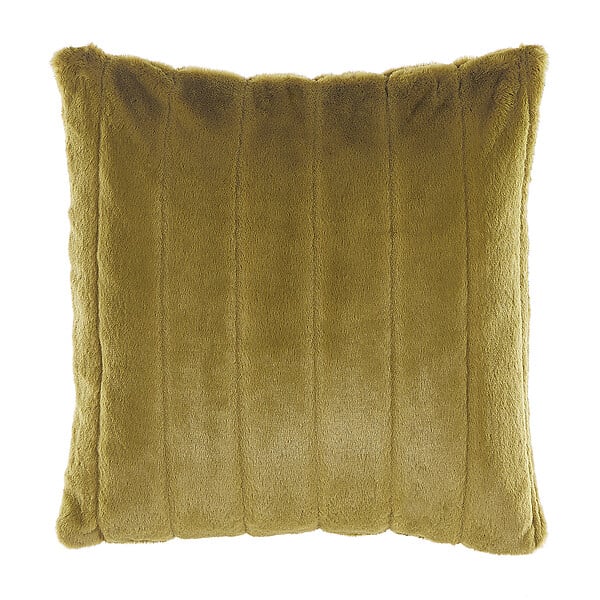BELIANI - Lot de 2 coussins décoratifs PUMILA Fourrure synthétique 45 x 45 cm Vert olive À rayure - large