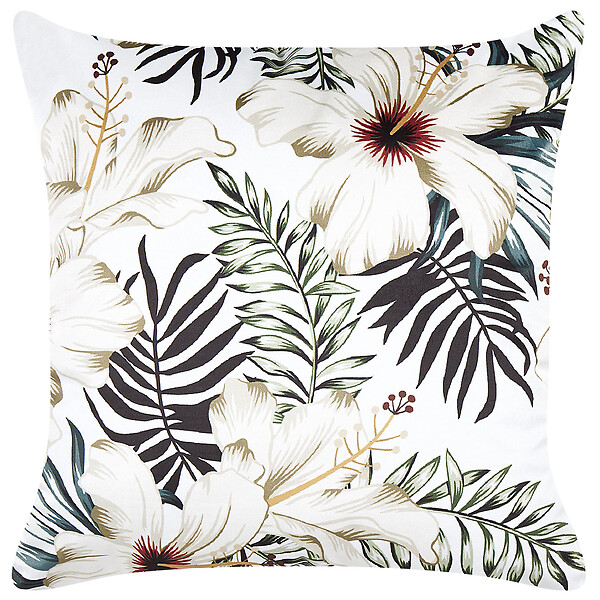 BELIANI - Lot de 2 coussins décoratifs OKRA Velours 45 x 45 cm Multicolore Motif de plante - large