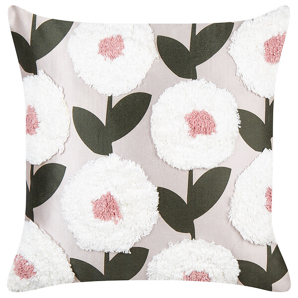 BELIANI - Lot de 2 coussins décoratifs KUNRI Coton 45 x 45 cm Multicolore Motif floral - large