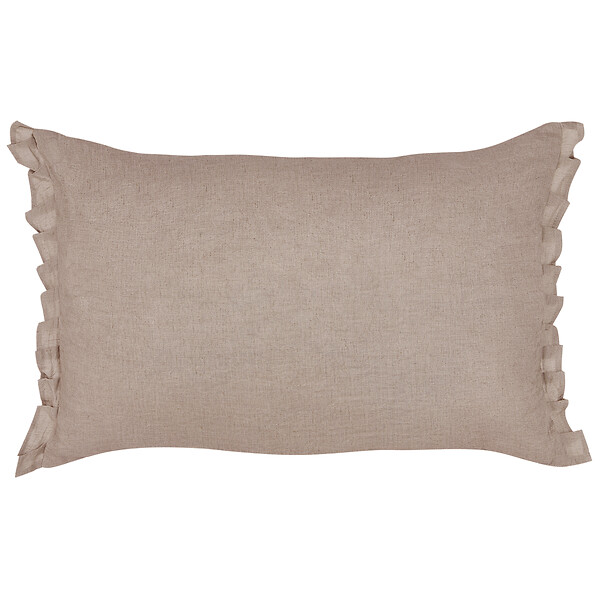 BELIANI - Lot de 2 coussins décoratifs SASSAFRAS Lin 30 x 45 cm Marron clair Unicolore - large