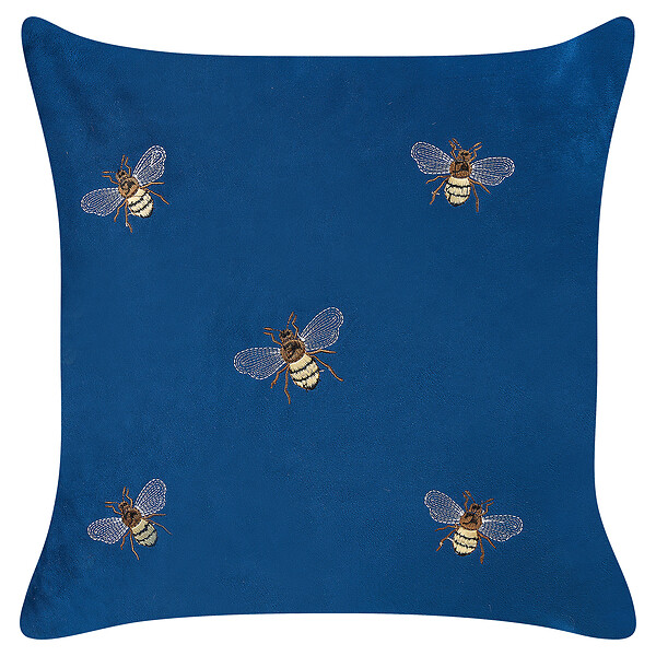 BELIANI - Lot de 2 coussins décoratifs TALINUM Velours 45 x 45 cm Bleu Motif animal - large