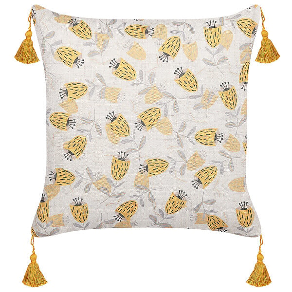 BELIANI - Lot de 2 coussins décoratifs ABUTILON 45 x 45 cm Beige Motif floral - large