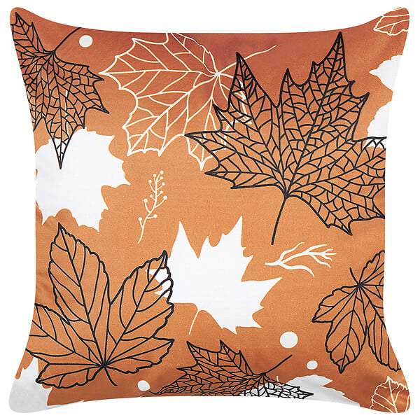 BELIANI - Lot de 2 coussins décoratifs POINSETTIA Velours 45 x 45 cm Orange Motif de plante - large