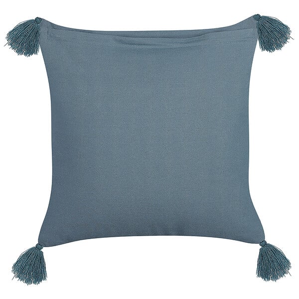 BELIANI - Lot de 2 coussins décoratifs RIBES Velours 45 x 45 cm Bleu foncé Motif floral - large