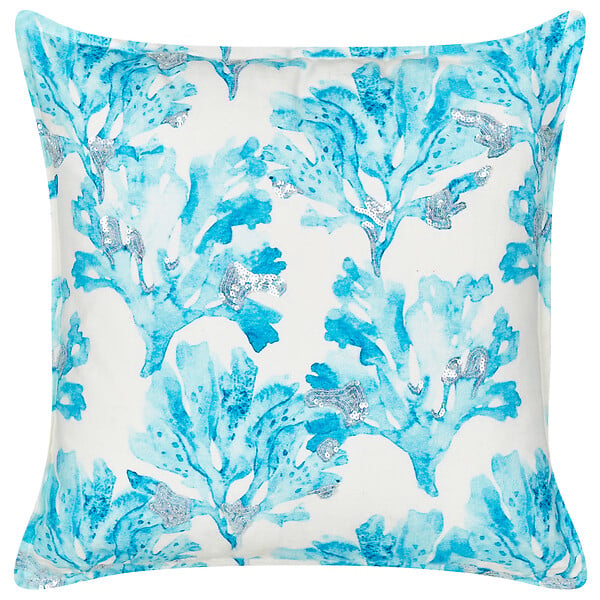 BELIANI - Lot de 2 coussins décoratifs ROCKWEED Coton 45 x 45 cm Bleu Motif floral - large