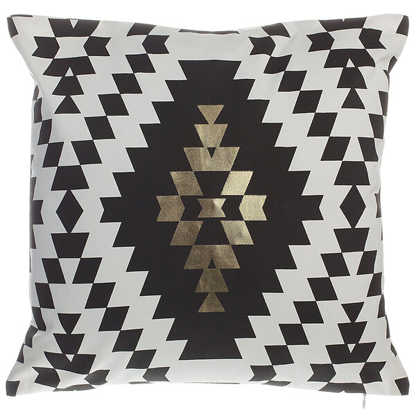 BELIANI - Lot de 2 coussins décoratifs COLEUS Coton 45 x 45 cm Noir Motif géométrique - large