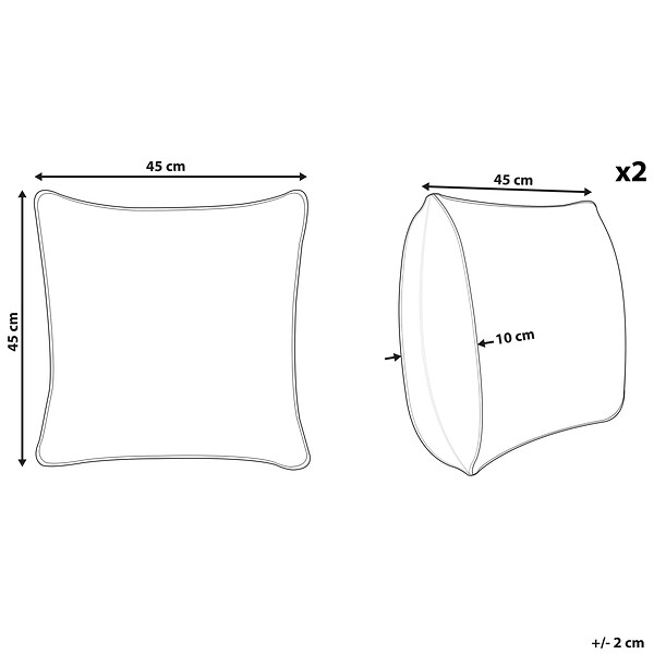 BELIANI - Lot de 2 coussins décoratifs MAYS Coton 45 x 45 cm Blanc Motif géométrique - large