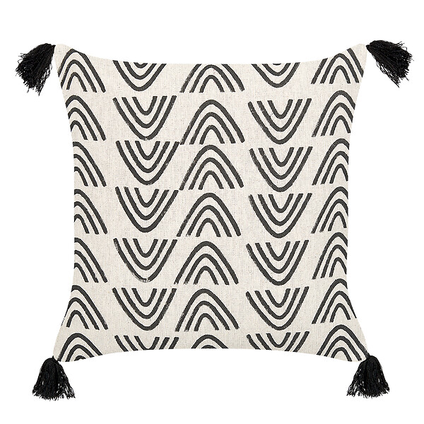 BELIANI - Lot de 2 coussins décoratifs MAYS Coton 45 x 45 cm Blanc Motif géométrique - large