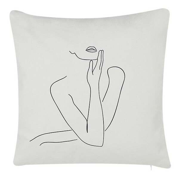 BELIANI - Lot de 2 coussins décoratifs MEADOWFOAM Coton 45 x 45 cm Blanc Motif abstrait - large