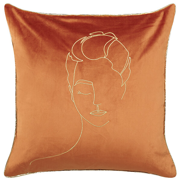 BELIANI - Lot de 2 coussins décoratifs CROCUS Velours 45 x 45 cm Orange Motif abstrait - large