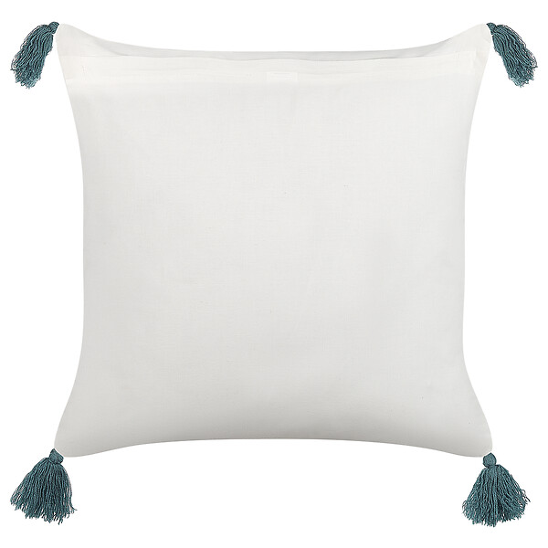 BELIANI - Lot de 2 coussins décoratifs CORNUS Coton 45 x 45 cm Bleu Motif floral - large