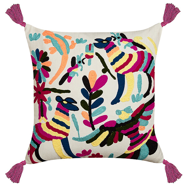 BELIANI - Lot de 2 coussins décoratifs RAIGANJ Coton 50 x 50 cm Multicolore Motif abstrait - large