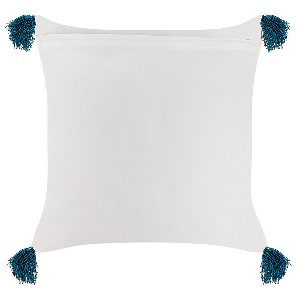 BELIANI - Lot de 2 coussins décoratifs TILIA Coton 45 x 45 cm Bleu Motif géométrique - large
