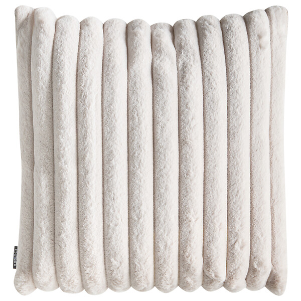 BELIANI - Lot de 2 coussins décoratifs RAKYA 45 x 45 cm Fourrure synthétique Beige clair À rayure - large