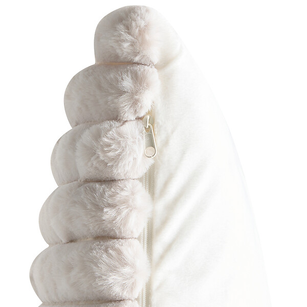 BELIANI - Lot de 2 coussins décoratifs RAKYA 45 x 45 cm Fourrure synthétique Beige clair À rayure - large
